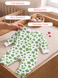 Organic cotton Leaf Print Romper/Bodysuit - Green