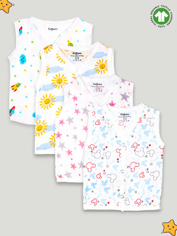 Kidbea Extra Soft Muslin Cotton Jhabla Cloth for Baby | Space, Sun, Star and Mickey Print | Print May Vary
