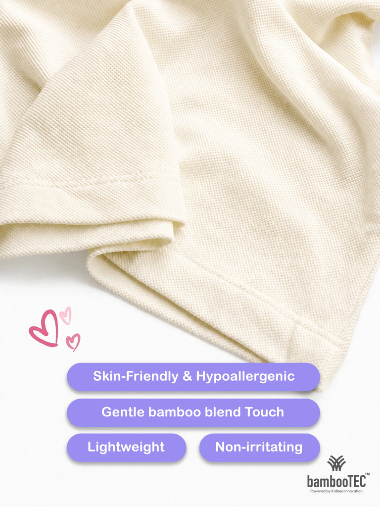 Boys Bamboo Fabric Cream Polo T-Shirt