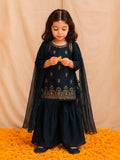 Kidbea Girls Indian Ethnic Suit Set | Kurti, Sharara Pants & Dupatta | Navy Blue