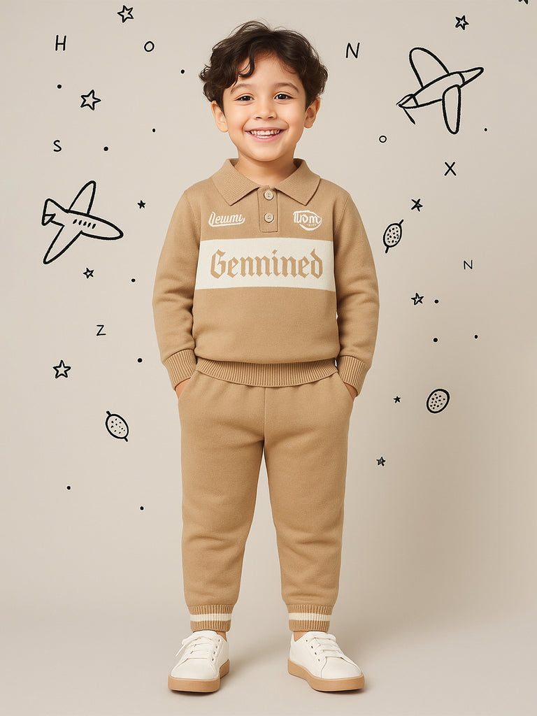 Cozy Winter organic cotton Set for Baby Boys | Polo & Pant Co-ord