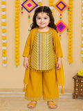 Kidbea Girls Ethnic Wear Set | Embroidered Kurta with Sharara & Dupatta | Yellow