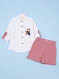 Light Organic Cotton White Shirt & Pink Shorts Co-ord Set