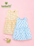 BambooTEC™ Bamboo Muslin Girls Frock – Star & Cherry Print | Pack of 2