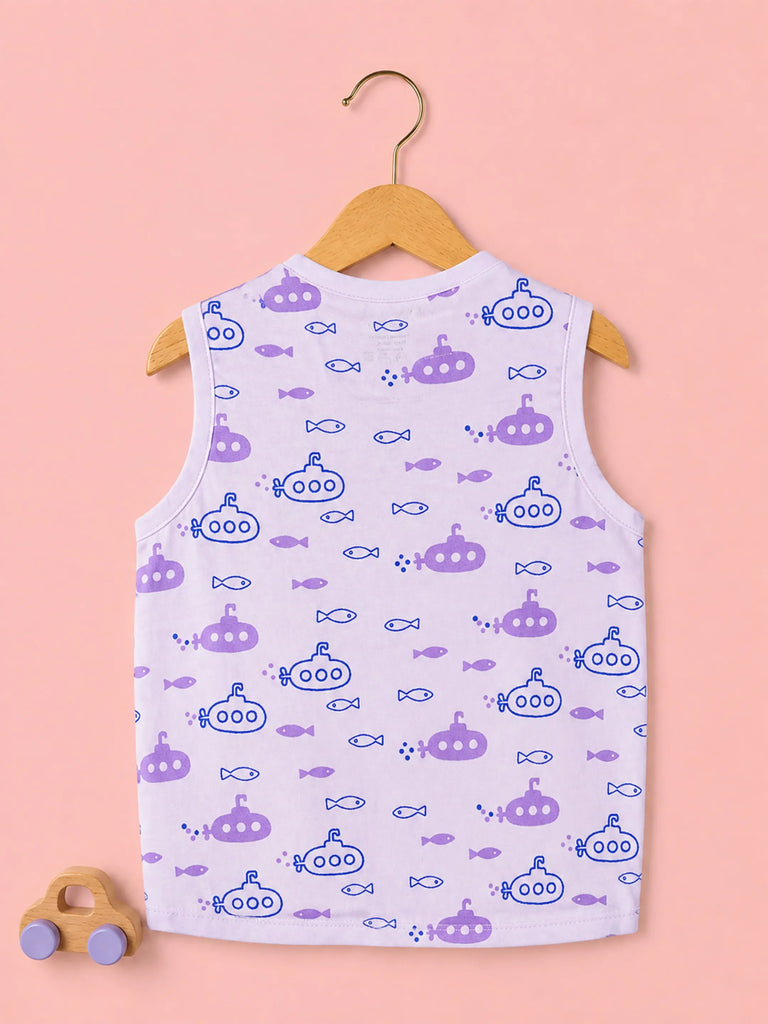 BambooTEC™ Bamboo Muslin Baby Jhabla – Submarine & Fish Print