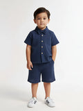 Light Organic Cotton Shirt & Pant Navy Blue Co-ord Set