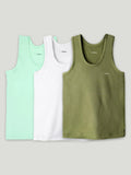 Bamboo Vest for Kids Pack of 3 ( mint Green & White & Olive Green) – Soft, Breathable & innerwear