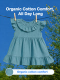 Light Organic Cotton Charming Teal Frock | Elegant & Comfortable
