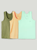 Bamboo Vest for Kids Pack of 3 (Olive Green & Peach & Mint Green) – Soft, Breathable & innerwear