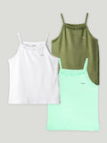 Bamboo Camisole for Kids Pack of 3 (White & Olive Green & Mint Green) – Soft, Breathable & innerwear