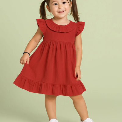 Light Organic Cotton Trendy Maroon Frock | Elegant & Comfortable