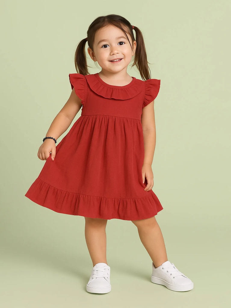 Light Organic Cotton Trendy Maroon Frock | Elegant & Comfortable