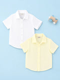 Linen Cotton Boys Shirt Pack of 2 – White & Yellow Half-Sleeve Shirts