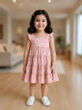Girls Sleeveless Ruffle Floral Dress | Organic Cotton Summer Frock