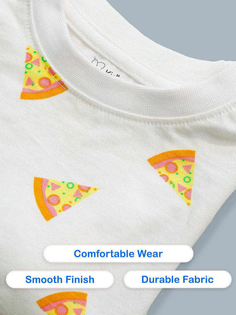 Organic Cotton Unisex Kids Co-ord Set – Soft Breathable Pizza Print T-Shirt & Shorts Set