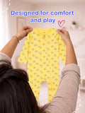 Organic Cotton Baby Romper Pack of 2 – Tiger & Lemon Print Full Sleeve Zip Sleepsuit