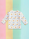 100% Bamboo Cotton Unisex Cloud & Nature Printed Co-Ord Set - White