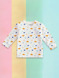 100% Bamboo Cotton Unisex Cloud & Nature Printed Co-Ord Set - White