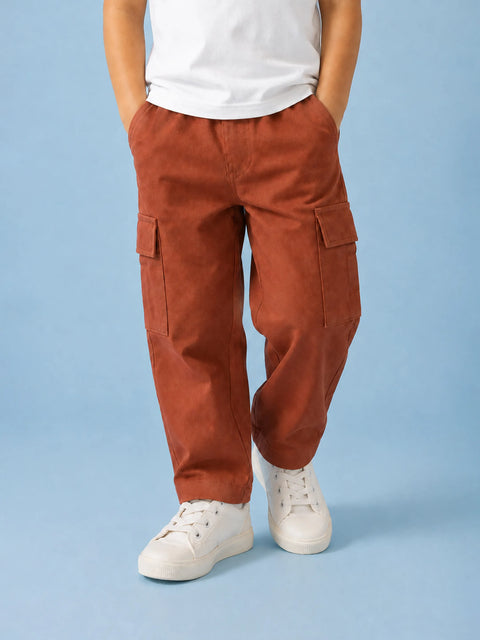 Unisex Brown Cotton Kids Cargo Shorts – Comfortable Everyday Bottomwear