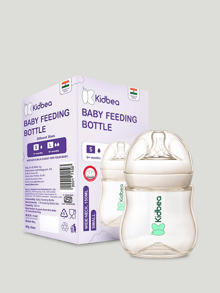 Kidbea Natural Milk Feeding Bottle, BPA-Free, Soft Nipple, Anti-Colic Design, 150ML