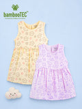 BambooTEC™ Bamboo Muslin Girls Frock – Star & Puppy Print | Pack of 2