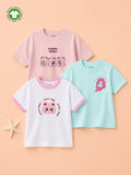 Organic Cotton Girls Graphic Print Half Sleeve T-Shirt Combo Pack (Pack of 3)