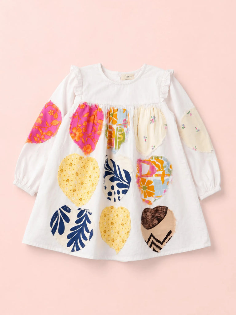 Light Organic Cotton White Printed Full Sleeve Frock Dress