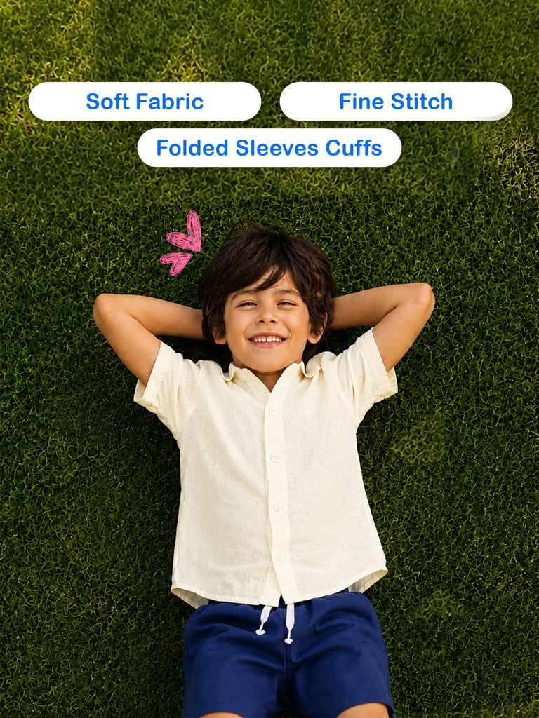 Boys Linen Cotton Light Yellow Shirt