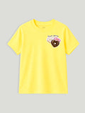 Bamboo Fabric Girls T-Shirt – Soft Breathable Yellow Donut Print Half Sleeve Tee for Kids