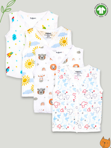 Kidbea Extra Soft Muslin Cotton Jhabla Cloth for Baby | Space, Sun, Tiger and Mickey Print | Print May Vary