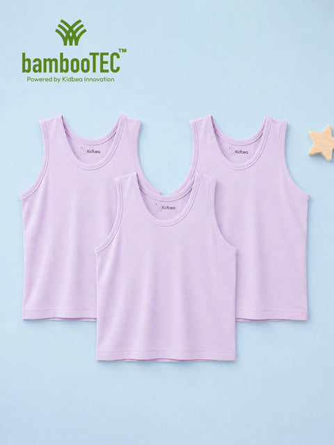 BambooTEC™ Bamboo Kids Vest Pack of 3 – Lavender Sleeveless Vests