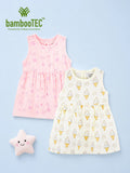 BambooTEC™ Bamboo Muslin Girls Frock – Cute Star & Ice Cream Print | Pack of 2