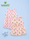 BambooTEC™ Bamboo Muslin Girls Frock – Floral & Frog Print | Pack of 2