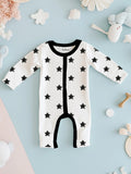 100% Organic Cotton Romper Pack – Heart & Star Designs, Pink & Black, Full Sleeves