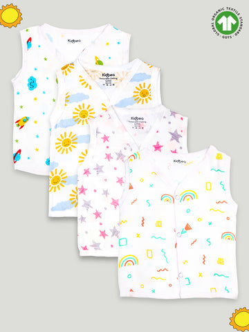 Kidbea Extra Soft Muslin Cotton Jhabla Cloth for Baby | Space, Sun, Rainbows and Star Print | Print May Vary