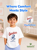 Unisex Bamboo Fabric White Sunshine Print Oversized T-Shirt