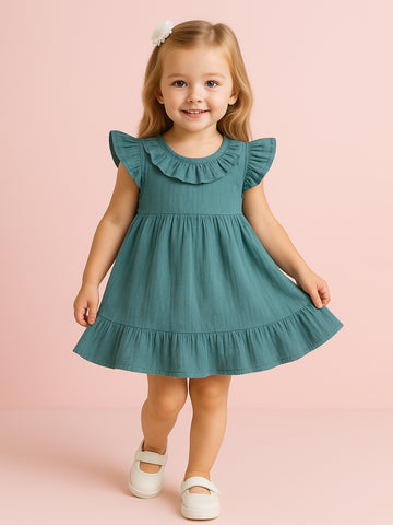 Light Linen Charming Teal Frock | Elegant & Comfortable