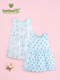 BambooTEC™ Bamboo Muslin Girls Frock – Cute Puppy & Cherry Prints | Pack of 2