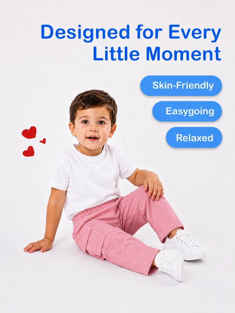 Girls Pink Cotton Cargo Pants – Comfortable & Stylish Everyday Bottomwear