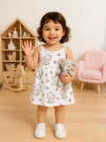 Extra Soft Muslin Baby Girls Frock – Elephant & Butterfly Print Sleeveless Dress
