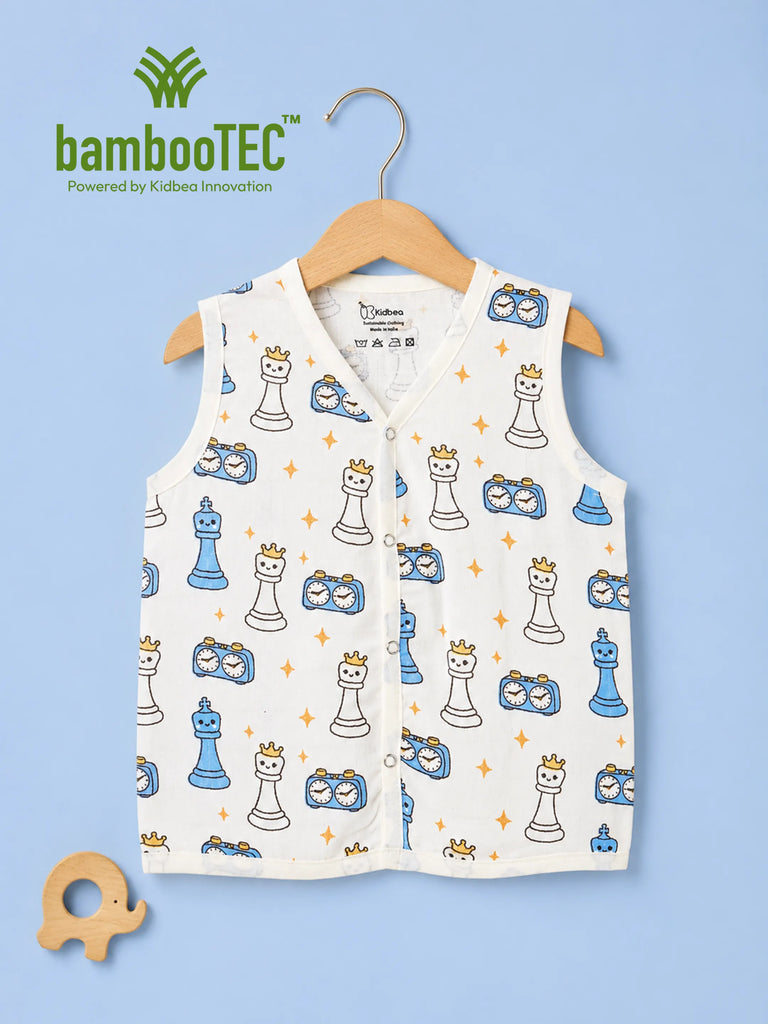 BambooTEC™ Bamboo Muslin Baby Jhabla – Chess & Clock Print