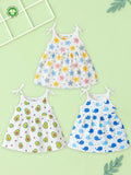 Extra Soft Muslin Baby Girls Frock Pack of 3 – Star, Avocado & Whale Prints