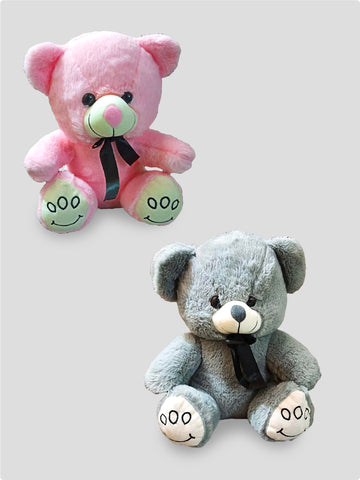 Kidbea Teddy Pink & Grey Color Soft Toy, Suitable for Boys, Girls and Kids, Super-Soft, Safe, 30 cm.
