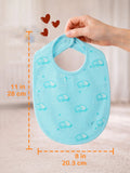 Organic Cotton Baby Bib Pack of 3 – Soft Breathable Tiger, Blue Dog & Turtle Print, Feeding & Drool Bibs