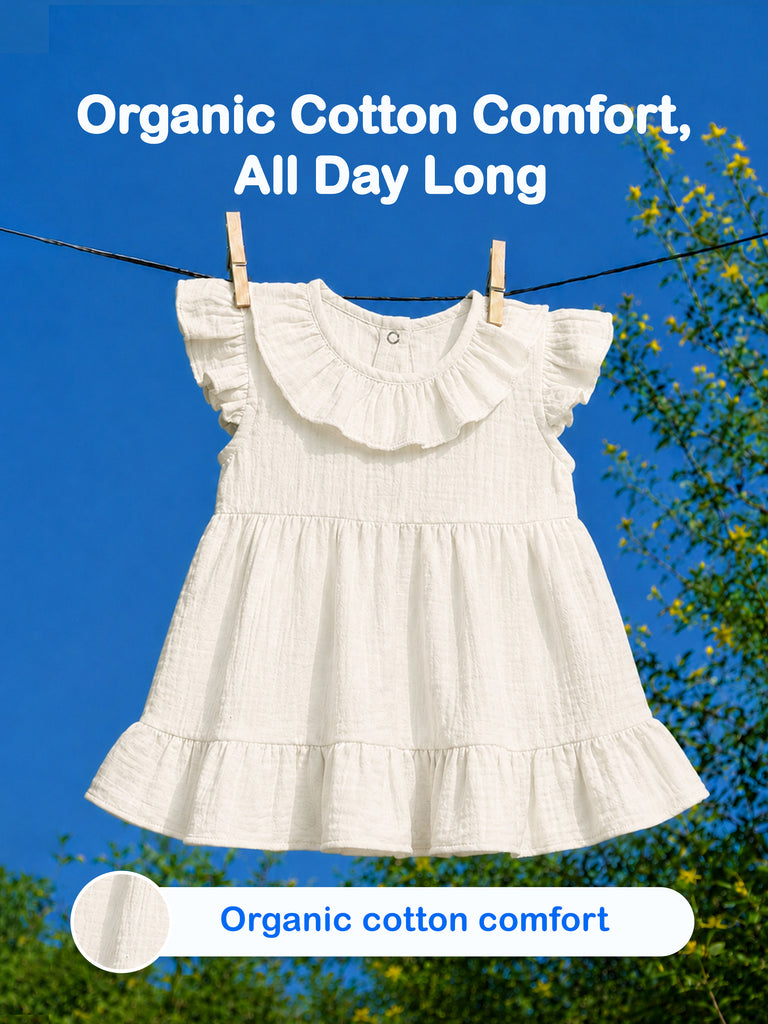 Light  Organic cotton Off White Angel Frock | Elegant & Comfortable