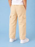 Unisex Light Beige Cotton Kids Cargo Pants – Comfortable Everyday Bottomwear