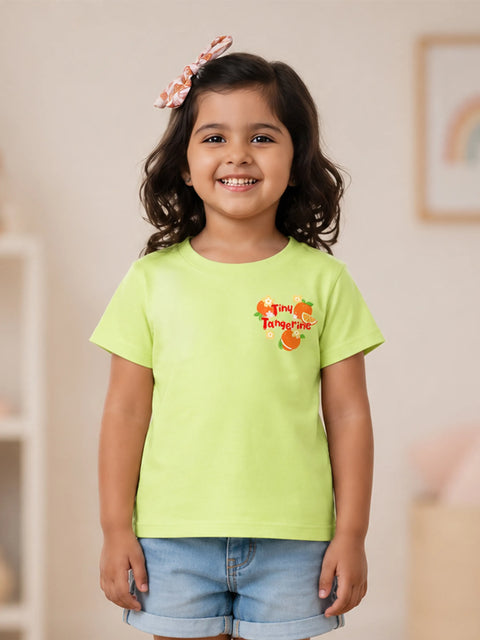 Bamboo Fabric Girls T-Shirt – Tiny Tangerine Print Soft Breathable Tee