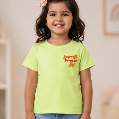 Bamboo Fabric Girls T-Shirt – Tiny Tangerine Print Soft Breathable Tee