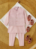 Kidbea Boys Ethnic Wear Set | Kurta Pajama with Stylish Nehru Jacket | Festive Traditional Outfit for Kids | Dusty Pink