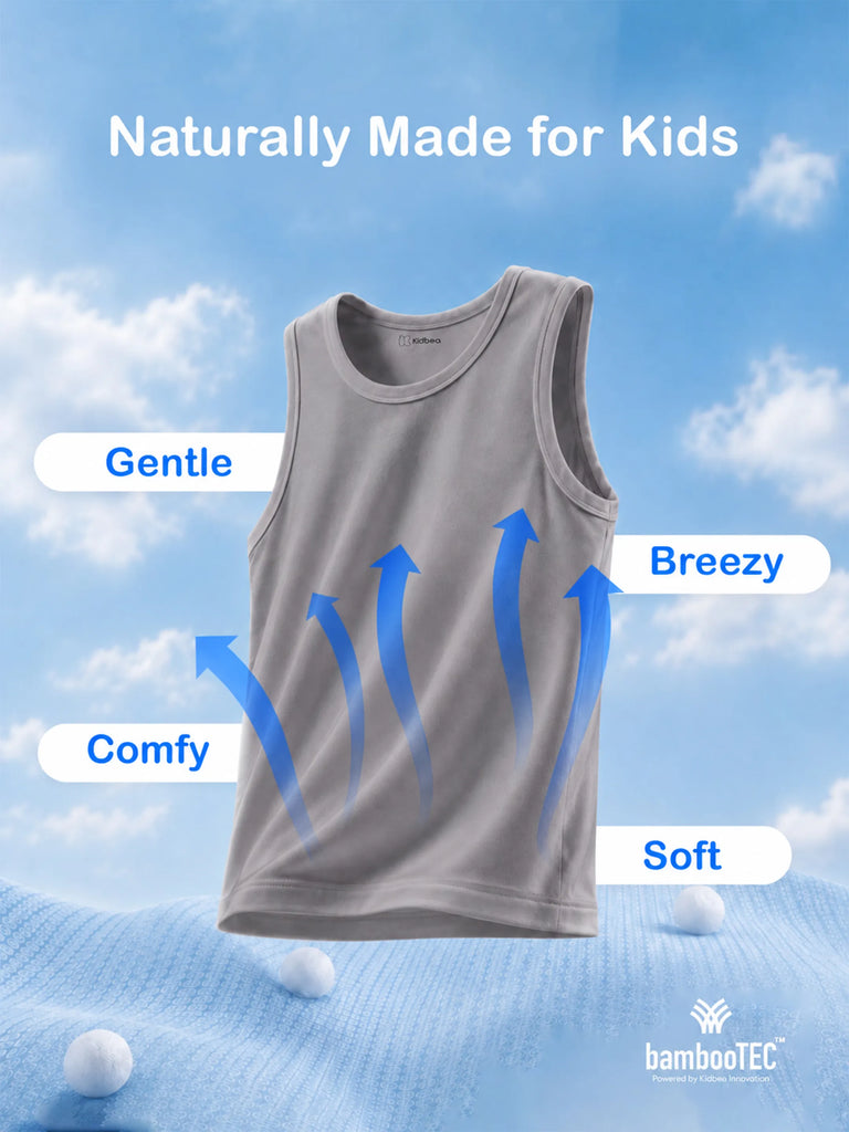 BambooTEC™ Boys Bamboo Fabric Grey Solid Vest